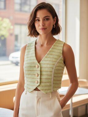 Walter Baker Tory Top, Cabo Tweed NWT Green Small